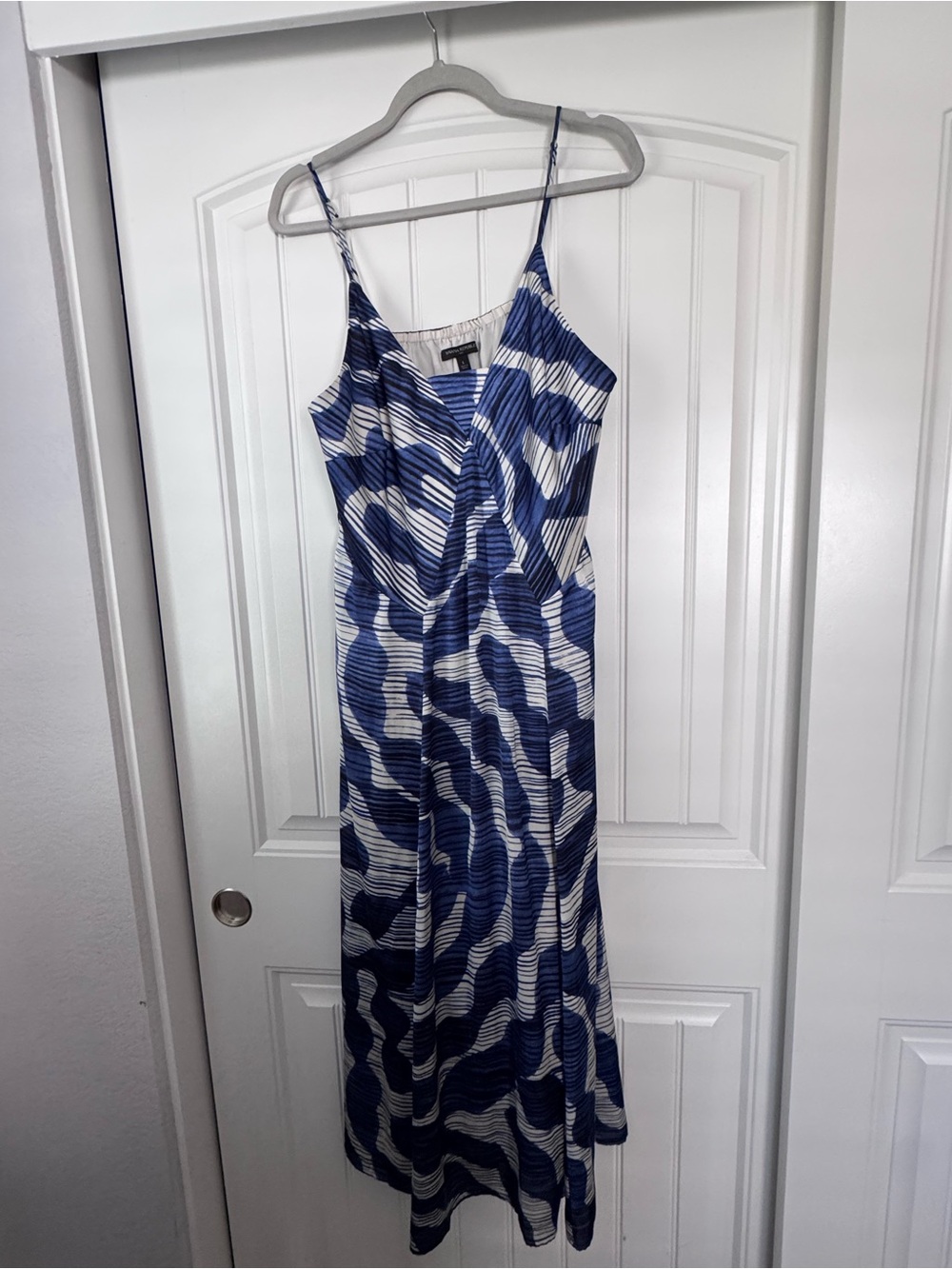 Banana Republic Blue and White Wave-Print Maxi Dress